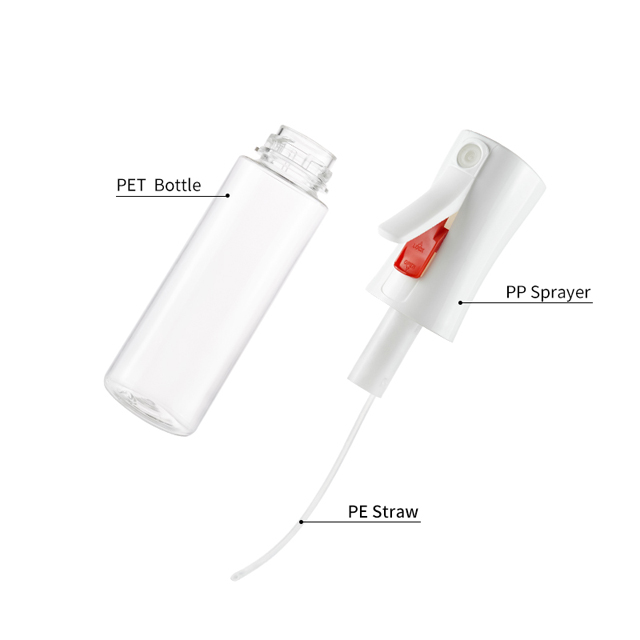 全新设计80ml 100ml 180ml透明连续喷雾瓶塑料细雾保湿美容护发喷雾瓶